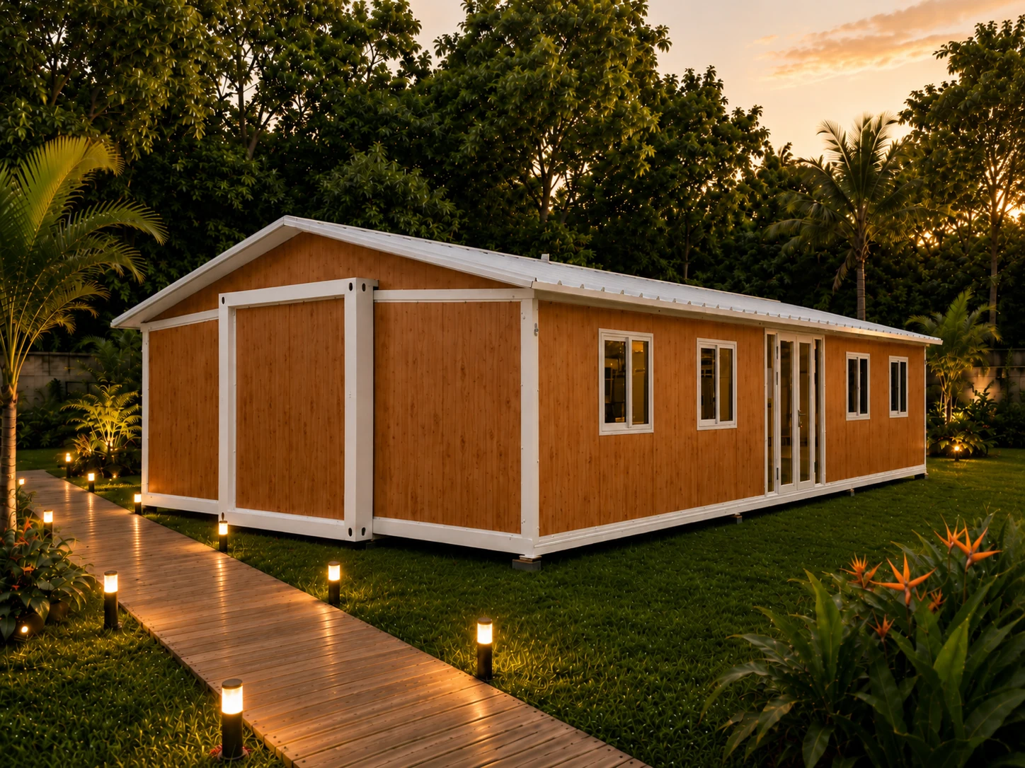 40 ft exterior example at sunset