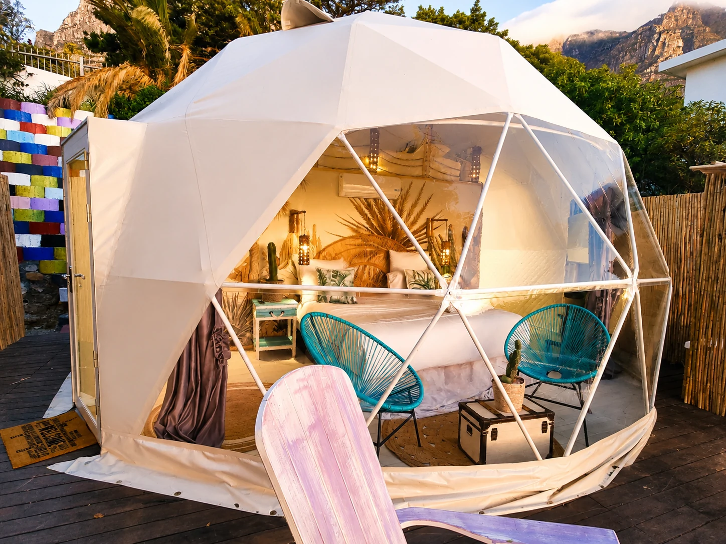 White dome exterior with a panoramic front